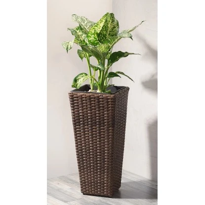 Gartenfreude Pflanzkübel Polyrattan Konisch 28 Cm X 28 Cm Bicolour Braun-Schwarz – Bild 2