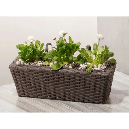 Gartenfreude Balkonkasten Polyrattan 47 Cm X 17 Cm Mocca 4er-Set – Bild 2