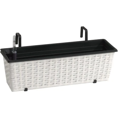 Gartenfreude Balkonkasten Polyrattan 50 Cm X 19 CmWeiß Mit Bewässerungssystem