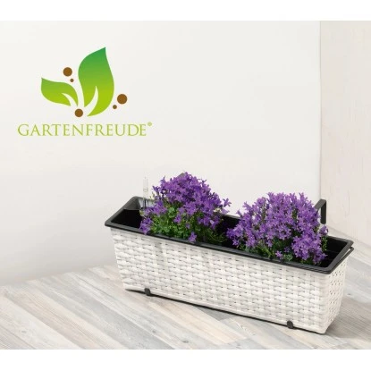 Gartenfreude Balkonkasten Polyrattan 50 Cm X 19 CmWeiß Mit Bewässerungssystem – Bild 2