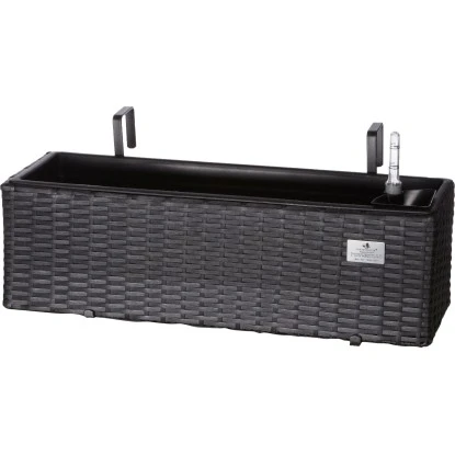 Gartenfreude Balkonkasten Polyrattan Eckig 60 Cm X 19 Cm Anthrazit