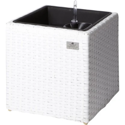 Gartenfreude Pflanzkübel Polyrattan 36 Cm X 36 Cm Weiß