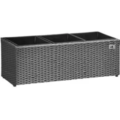 Gartenfreude Pflanzkübel Polyrattan 76 Cm X 26 Cm Grau