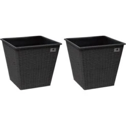 Gartenfreude Pflanzkübel Polyrattan Konisch 32 Cm X 32 Cm Anthrazit 2er-Set