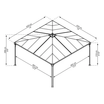 Palram - Canopia Gartenpavillon Palermo 4.3 X 4.3 Anthrazit – Bild 3