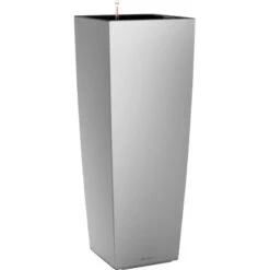 Lechuza Pflanzgefäß Cubico Alto Premium 40 Cm X 40 Cm Silber Metallic