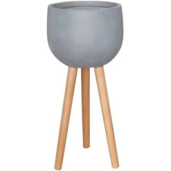 Pflanztopf Auf Holzfüßen Ø 45 Cm Grau