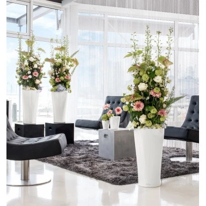 Lechuza Pflanzgefäß Delta Premium Ø 30 Cm X 56 Cm Weiß Hochglanz – Bild 5