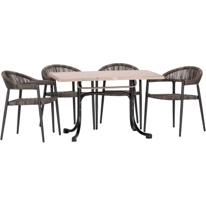 Acamp Set 4x Sessel Brooklyn 1x Tisch Boulevard 120 Cm X 80 Cm Anthrazit
