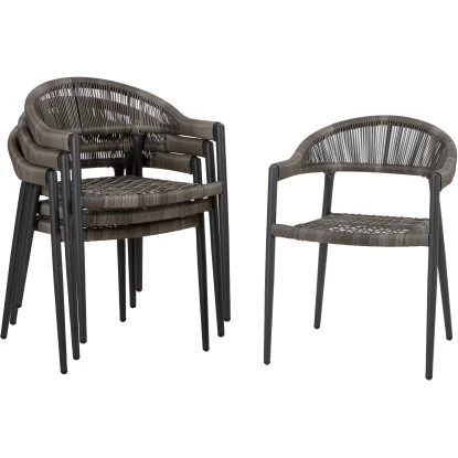 Acamp Set 4x Sessel Brooklyn 1x Tisch Boulevard 120 Cm X 80 Cm Anthrazit – Bild 4