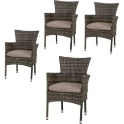 Acamp Set 4x Stapelsessel Cesar 58 Cm X 59 Cm X 84 Cm Taupe