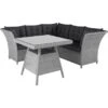 Lounge-Set Mit Esstisch Madison 4-teilig Aus Polyrattan Weiß-Grau