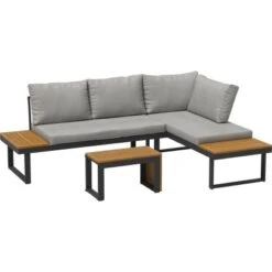 Lounge-Set Lipson 3-teilig Aus Akazienholz Und Aluminium Grau