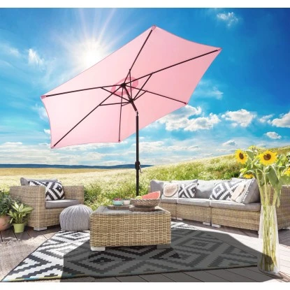 Gartenfreude Marktschirm Ø 200 Cm Rosa Mit Kurbelmechanik – Bild 2