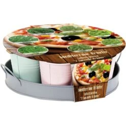 Mediterranes-Kräutersamen-Set Mit Zinktablett Und Töpfen