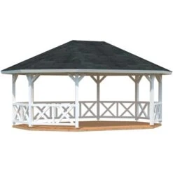 Palmako Pavillon Betty 25,0 M² Weiß Grundiert 615 Cm X 551 Cm