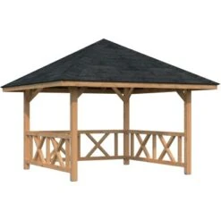 Palmako Holz-Pavillon Bianca 8,3 M² Set 1 Braun Tauchgrundiert
