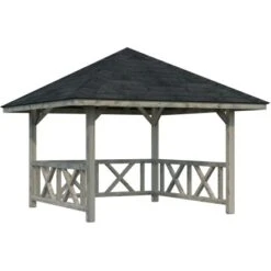 Palmako Holz-Pavillon Bianca 8,3 M² Set 1 Grau Tauchgrundiert