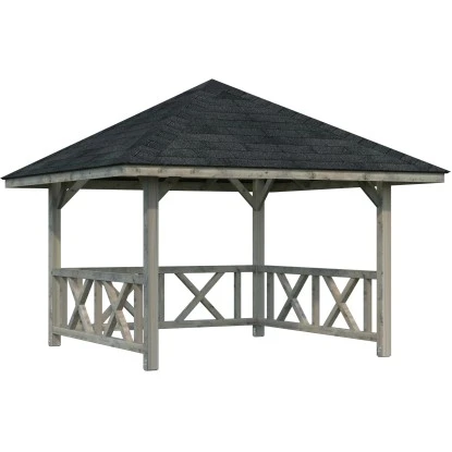 Palmako Holz-Pavillon Bianca 8,3 M² Set 1 Grau Tauchgrundiert