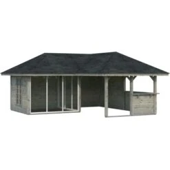 Palmako Holz-Pavillon Bianca 24,9 M² Set 3 Grau Tauchgrundiert