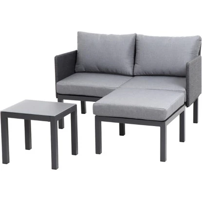 Siena Garden Lounge-Set Cosmo 3-tlg. Alu Grau Inkl. Kissen – Bild 8