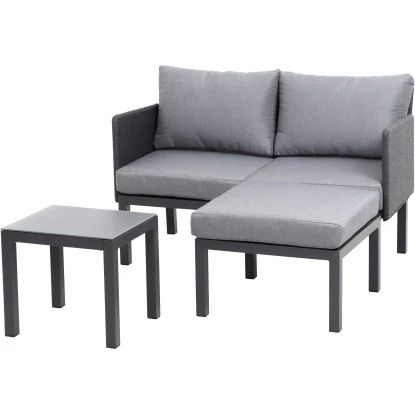 Siena Garden Lounge-Set Cosmo 3-tlg. Alu Grau Inkl. Kissen – Bild 18