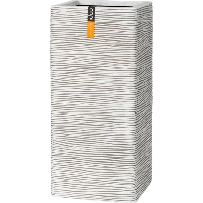 Capi Pflanzsäule Nature Outdoor Rechteckig Riffel I 26 Cm X 26 Cm X 58 Cm Elfenb