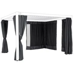 Bizzotto Vorhang Und Netz Für Pergola Ocean Anthrazit 238 Cm X 344 Cm 4er-Set