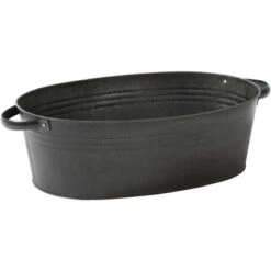 M Collections Pflanztopf Zink Vintage Oval 43 Cm X 30 Cm Schwarz