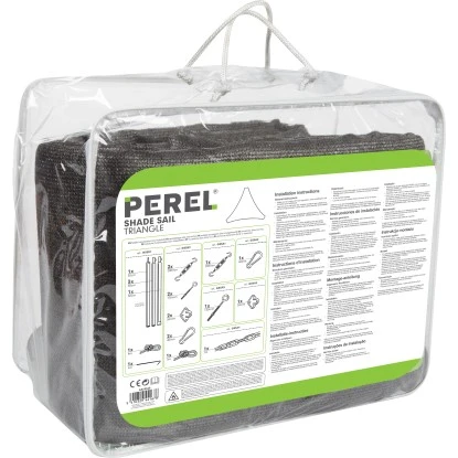 Perel Dreieckssonnensegel Wasserdurchlässig 5 X 5 X 5 M Dunkelgrau – Bild 3