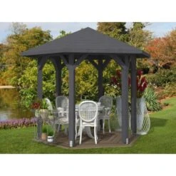 Skan Holz Pavillon Nancy 1 Leimholz 360 Cm X 312 Cm Schiefergrau